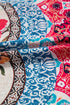 Boho Patchwork Button Front Ruffle Sleeve Vacation Dress